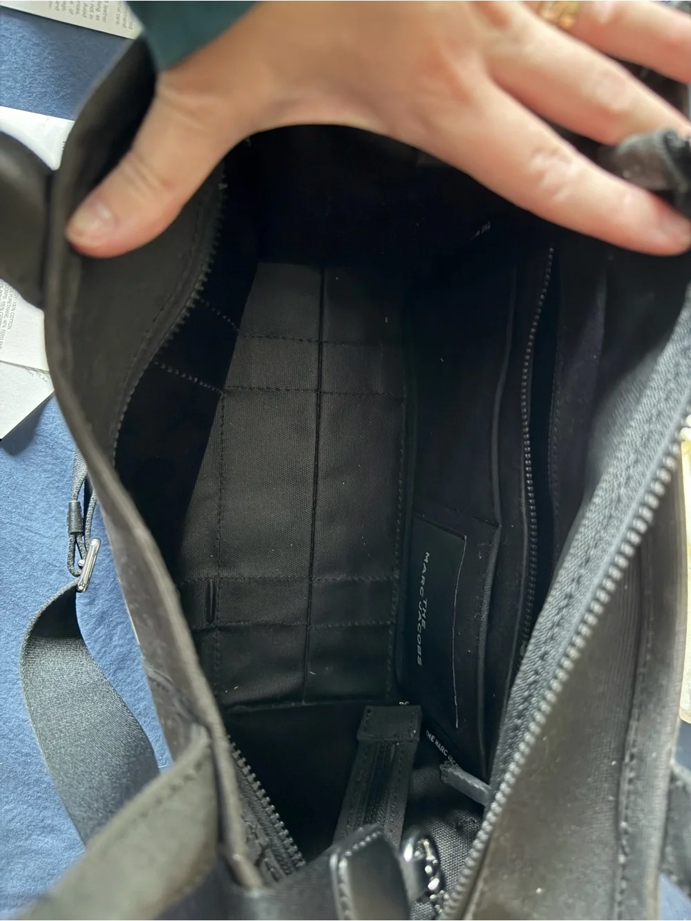 Marc Jacobs Black Canvas Tote Bag with White Logo